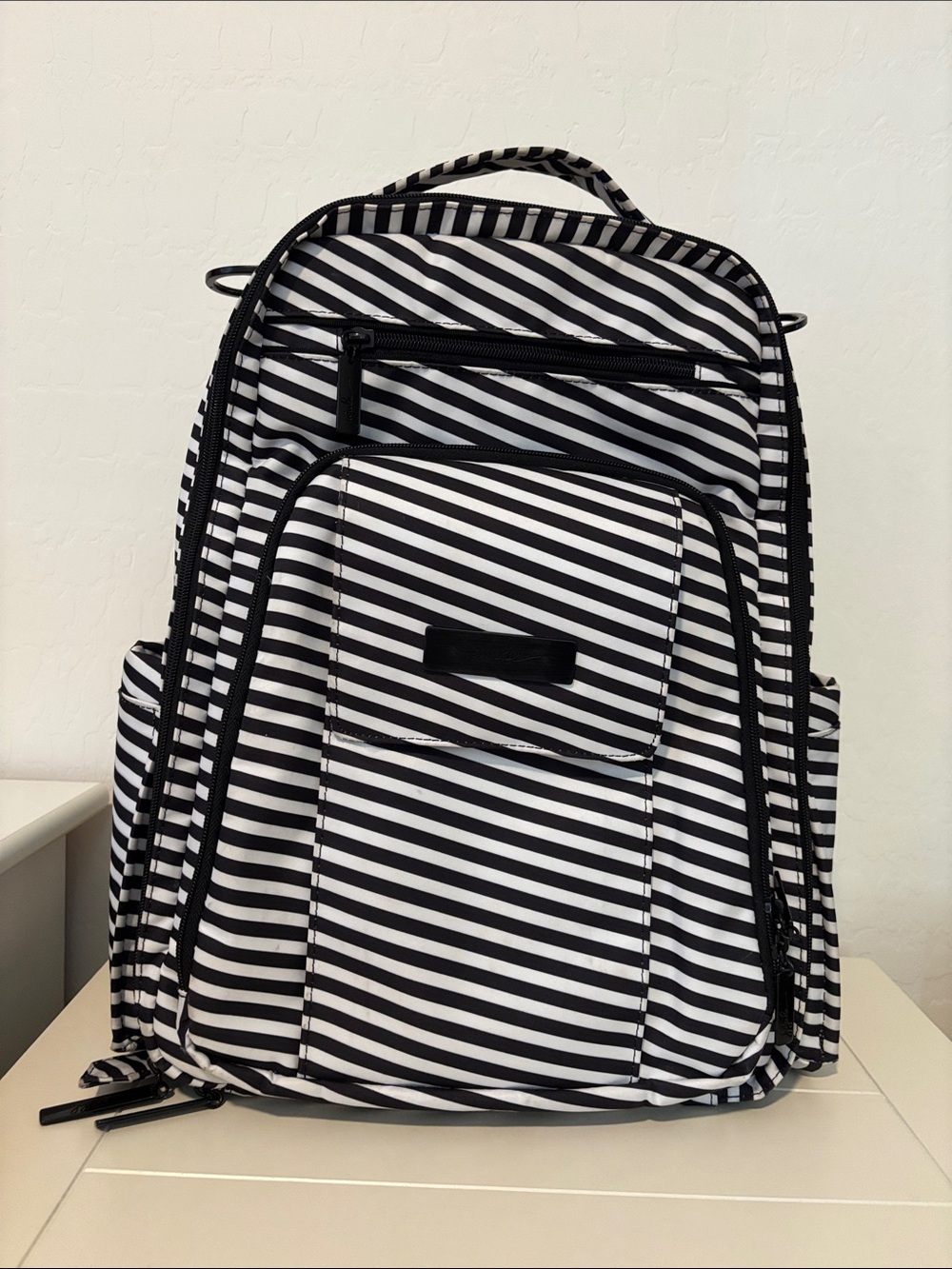 Ju-Ju-Be Black & White Striped Diaper Backpack